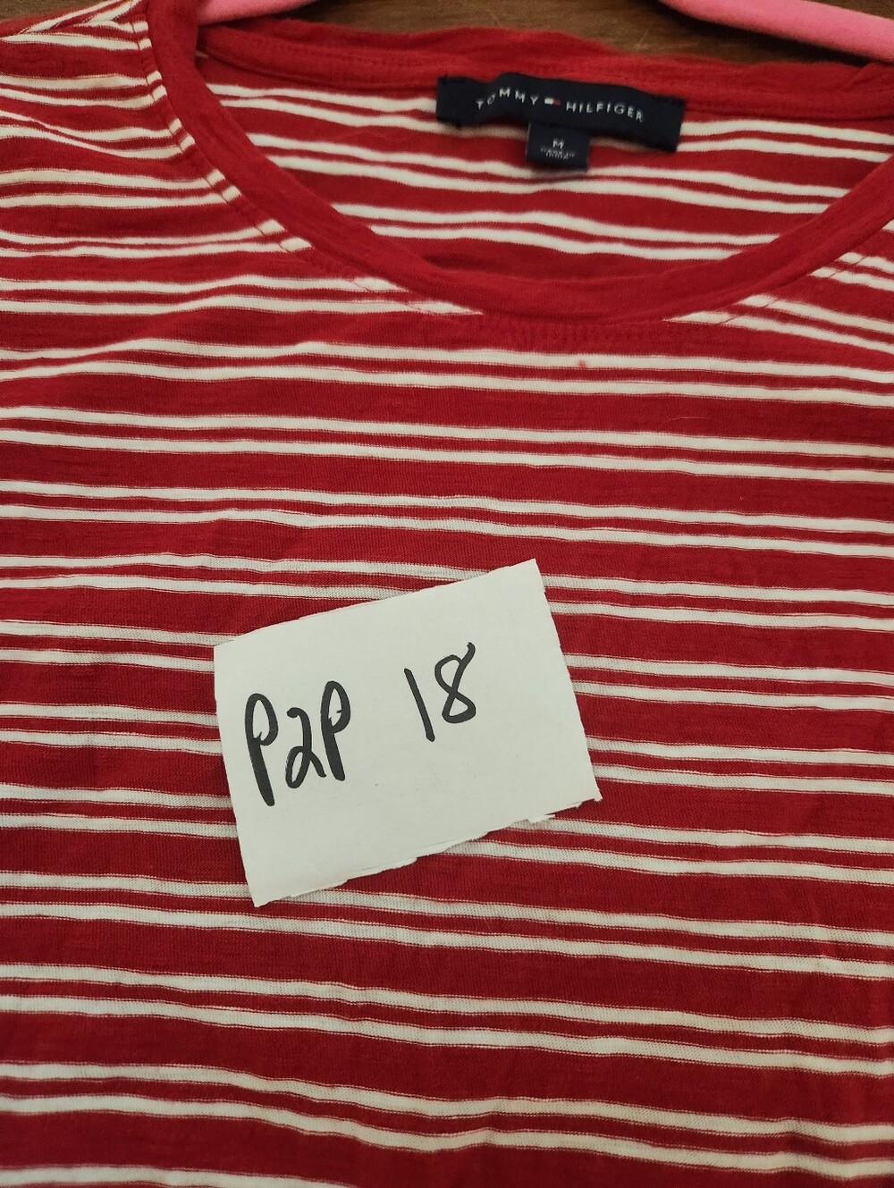 Tommy Hilfigar Red and White Striped Short Sleeve Tee Size Meduim - Picture 6 of 7